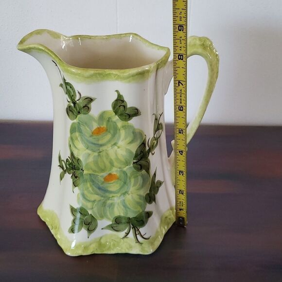 Vintage Hand-Painted Floral Decorative Ceramic Pitcher - Picture 7 of 8